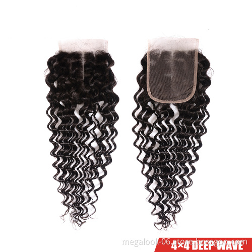 100% Pure Unprocessed Indian Remy Virgin Human Hair Weaving Deep Wave Deals With Silk Base Lace Top Closure